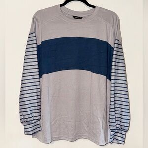 Gray and Blue Striped Long Sleeve Shirt SZ M NWT
